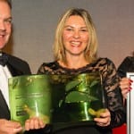 Making progress (From left) Clayton Sullivan-Webb of category sponsor Grundon, Jennifer Selby of GE Healthcare and Hilary Devey.