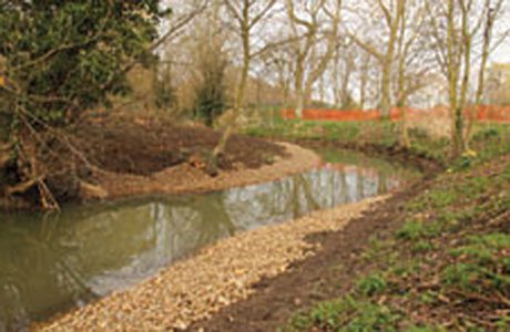 Recent restoration work on the River Welland: Before (above) and after (below).