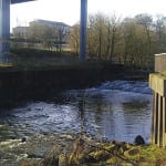 Absorbing hydrocarbons from runoff The A899 road bridge, where runoff drains into the River Almond