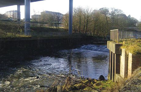The A899 road bridge, where runoff drains into the River Almond