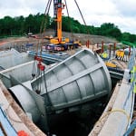 Installing a giant Hydro-Brake for the Wigan Flood Alleviation Scheme.