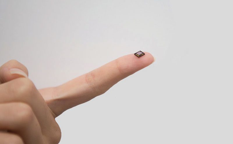 A microchip on a finger