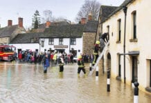 CCC warns UK unprepared for escalating climate risks Malmsbury, Wiltshire, during the 2012 flooding: The Climate Suite products are intended to provide insight into future flood hazards.