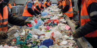 Waste sorting at a recycling plant in Sterlitamak, Russia, in 2019. Image: Shutterstock.com/Vitaly Fedotov