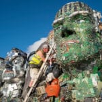 Trash totem: ‘Mount Recyclemore’ sculpture appears on Cornish beach