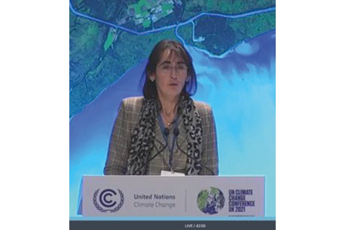 WBA chief executive Charlotte Morton speaking at the COP26 summit.