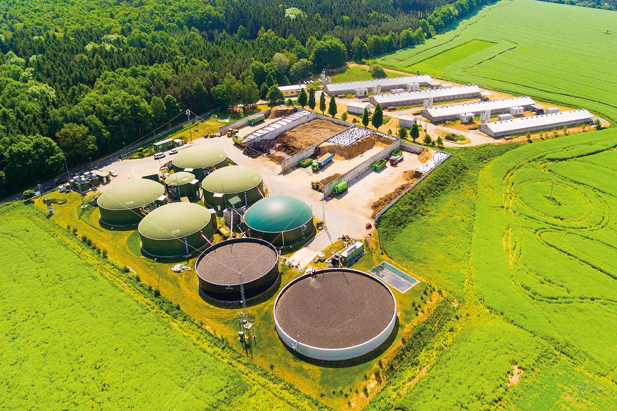 Biogas facilities at an agricultural site in the Czech Republic.