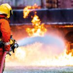 Microbes degrade toughest PFAS Firefighter spraying foam
