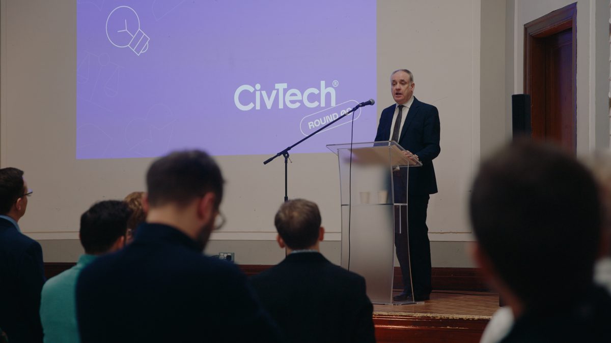 The-Scottish-Governments-Innovation-Minister-Richard-Lochhead-on-stage-at-the-announcement-of-the-companies-chosen-for-the-Accelerator-stage-of-CivTech-Round-9