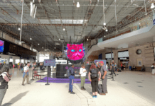 Giant pink cat at Waterloo Station spotlights The Great Cable Challenge