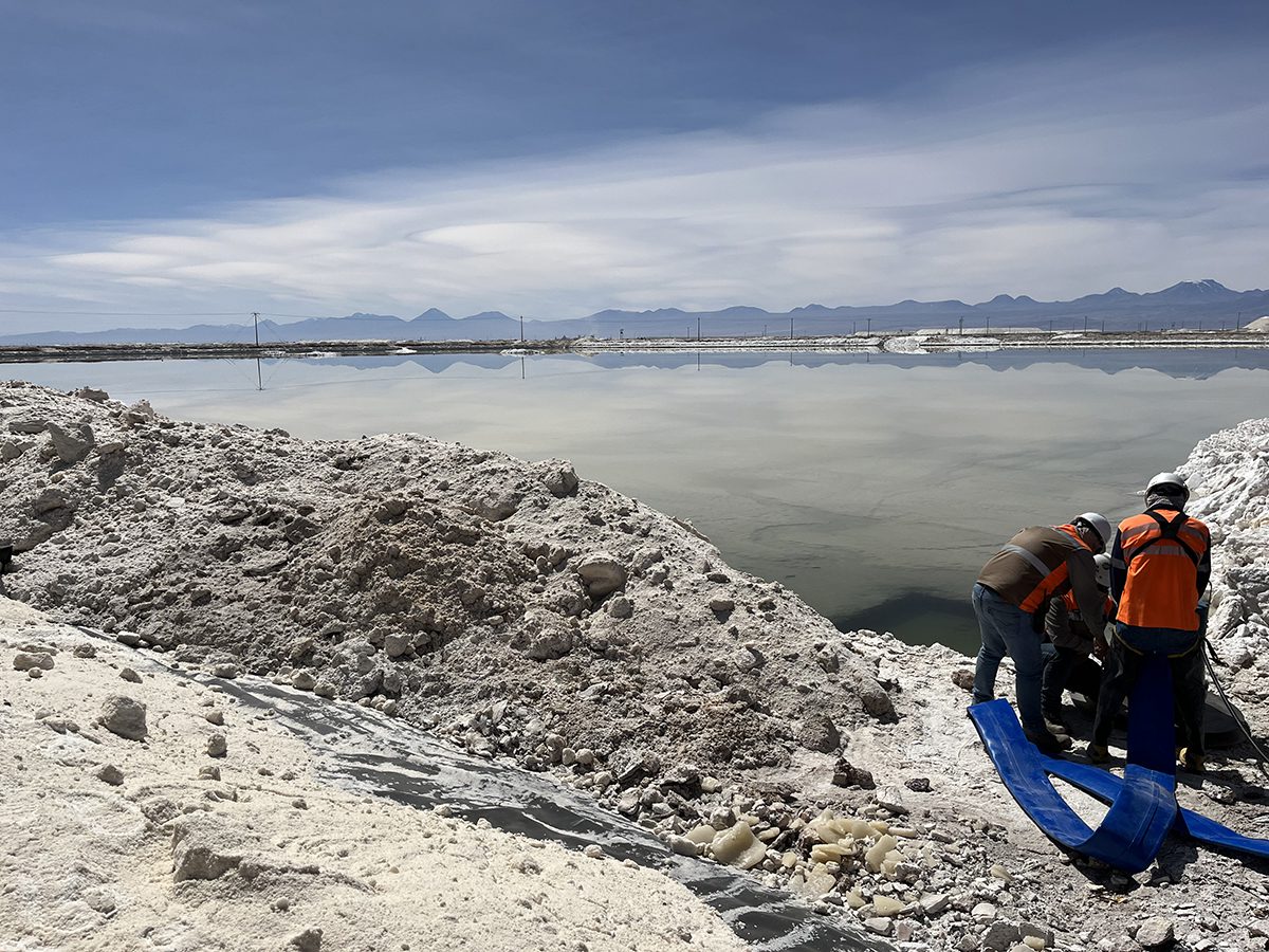 Brine is pumped from underground reservoirs.