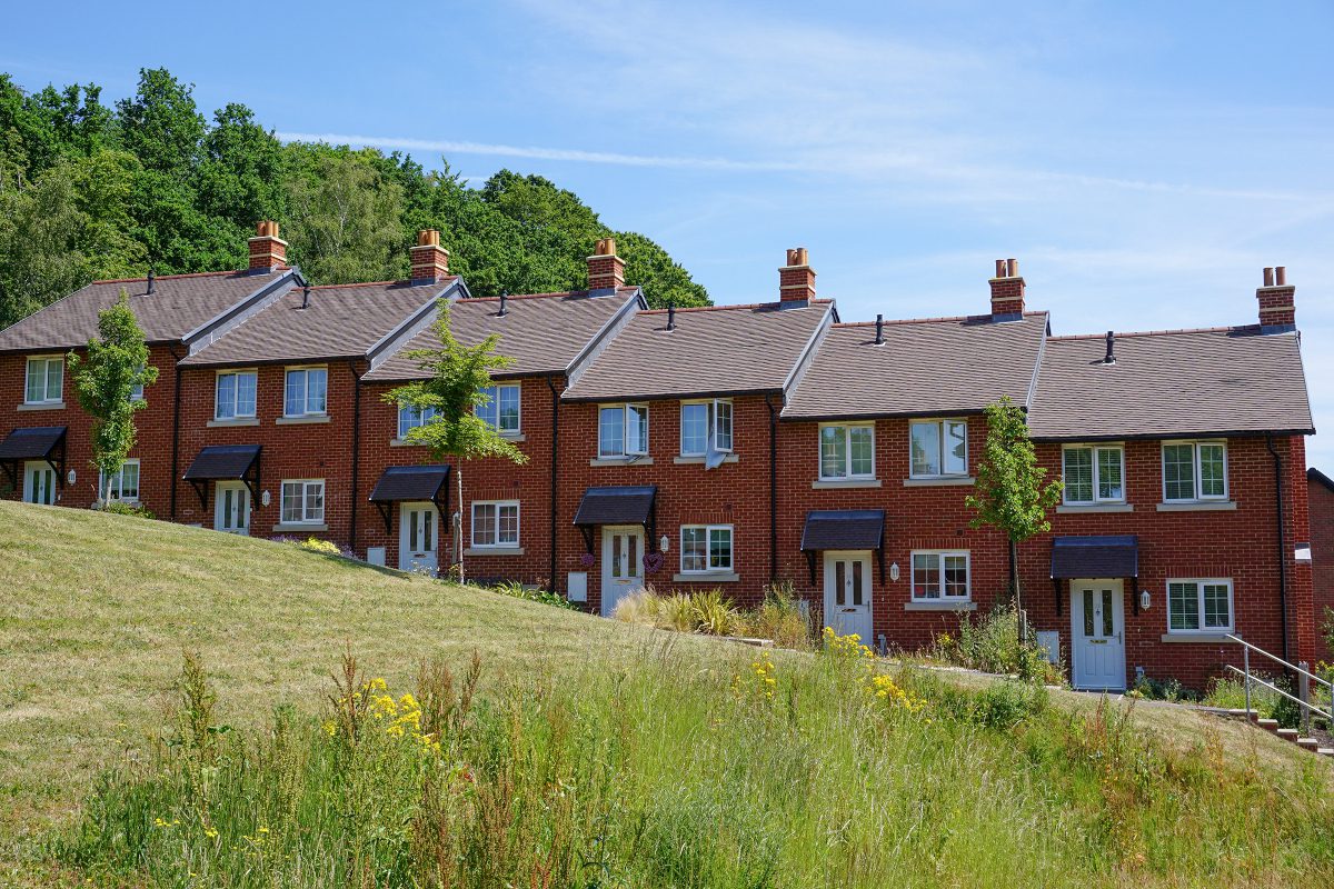 A row of small terraced houses in the UK